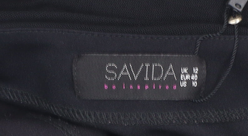Savida Women Black Size 12 Bodycon One Shoulder Dress