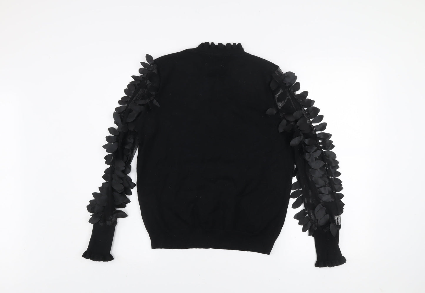 Blue Vanilla Womens Black High Neck Jumper UK S Puff Sleeve Pullover