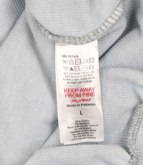 boohooMAN Men's Blue V-Neck Graphic Sweatshirt Size L Relaxed Fit