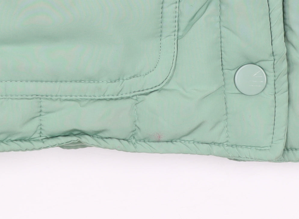 H&M Girls Green Quilted Padded Waistcoat 6-7 Years Sleeveless Lightweight
