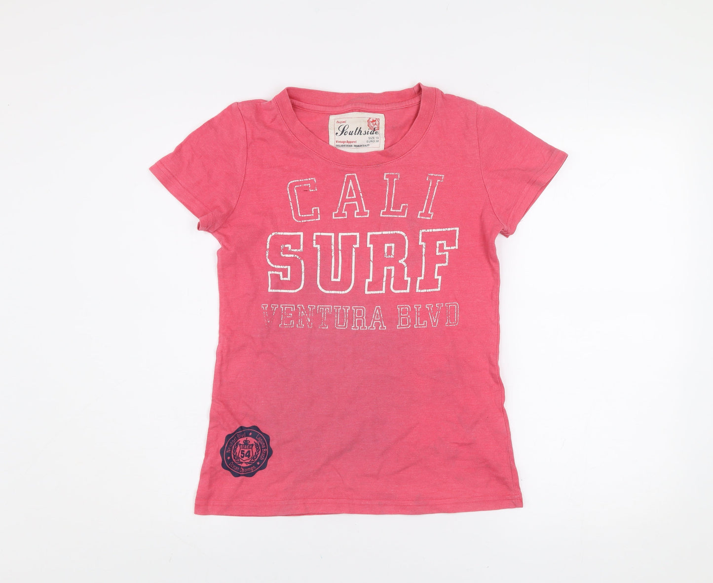 Southside Womens Pink Cotton 'Cali Surf' Graphic T-Shirt Size 10