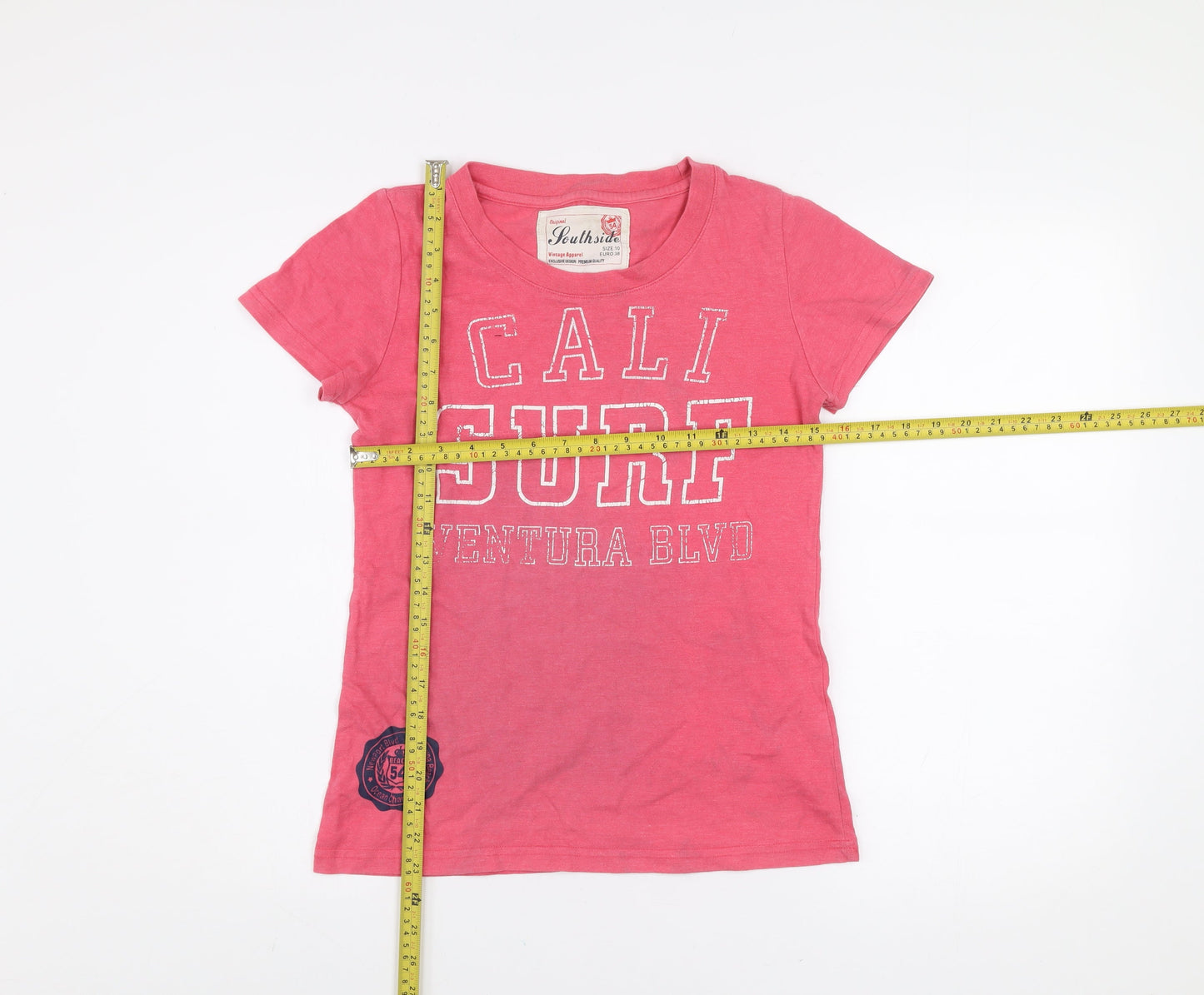 Southside Womens Pink Cotton 'Cali Surf' Graphic T-Shirt Size 10