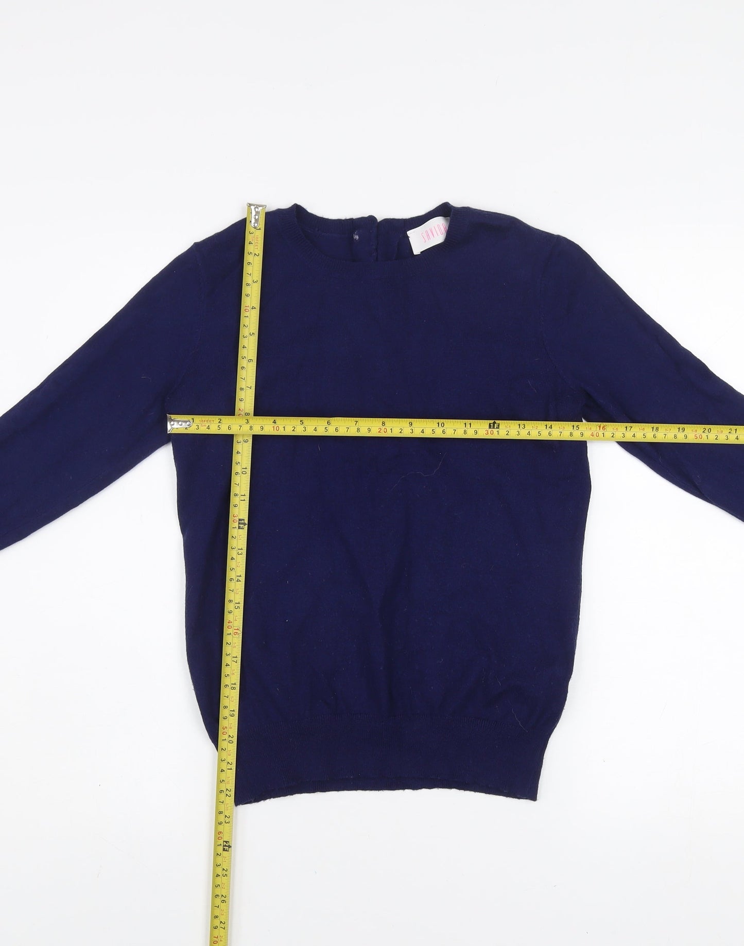 Savida Women’s Navy Blue Crew Neck Long Sleeve Pullover Jumper Size 10