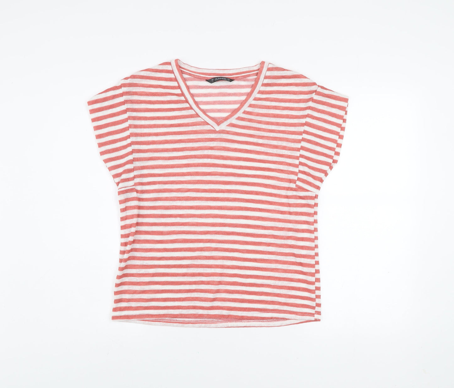 Dunnes Women’s Pink Striped V-Neck Cotton T-Shirt Size S