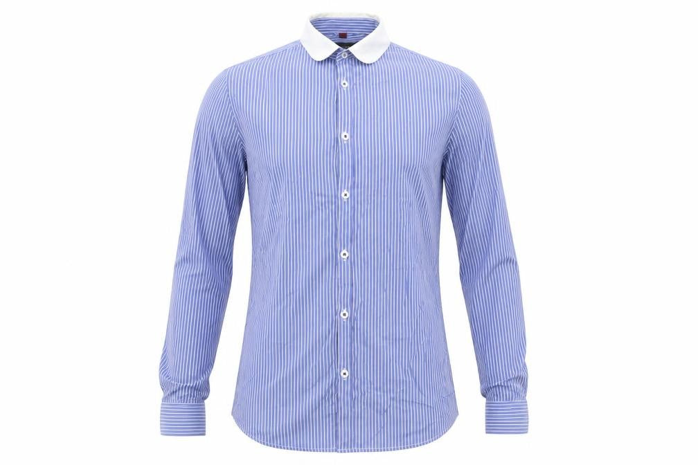 River Island Men's Blue Striped Skinny Fit Long Sleeve Button-Up Shirt XS