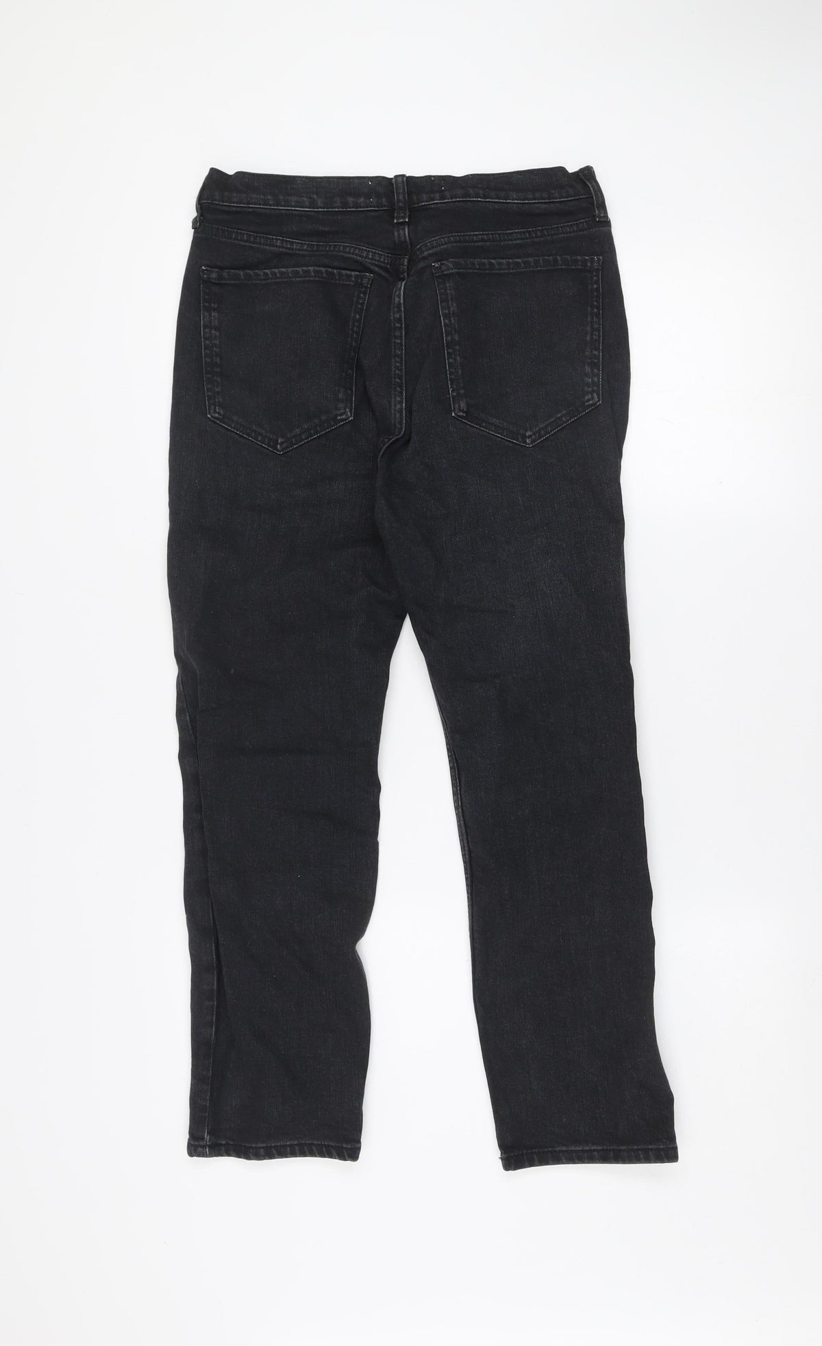 Mango Women Black Straight Leg Jeans Size 12 Regular Fit Denim
