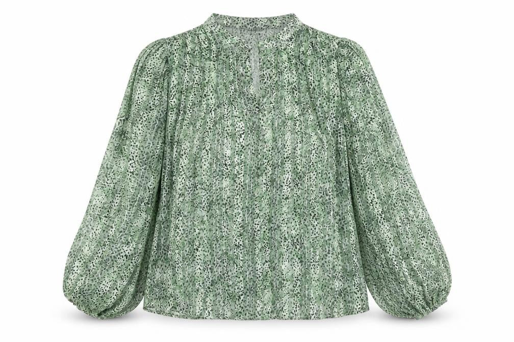 Gallery Women’s Green Animal Print Chiffon Tunic Blouse UK 10