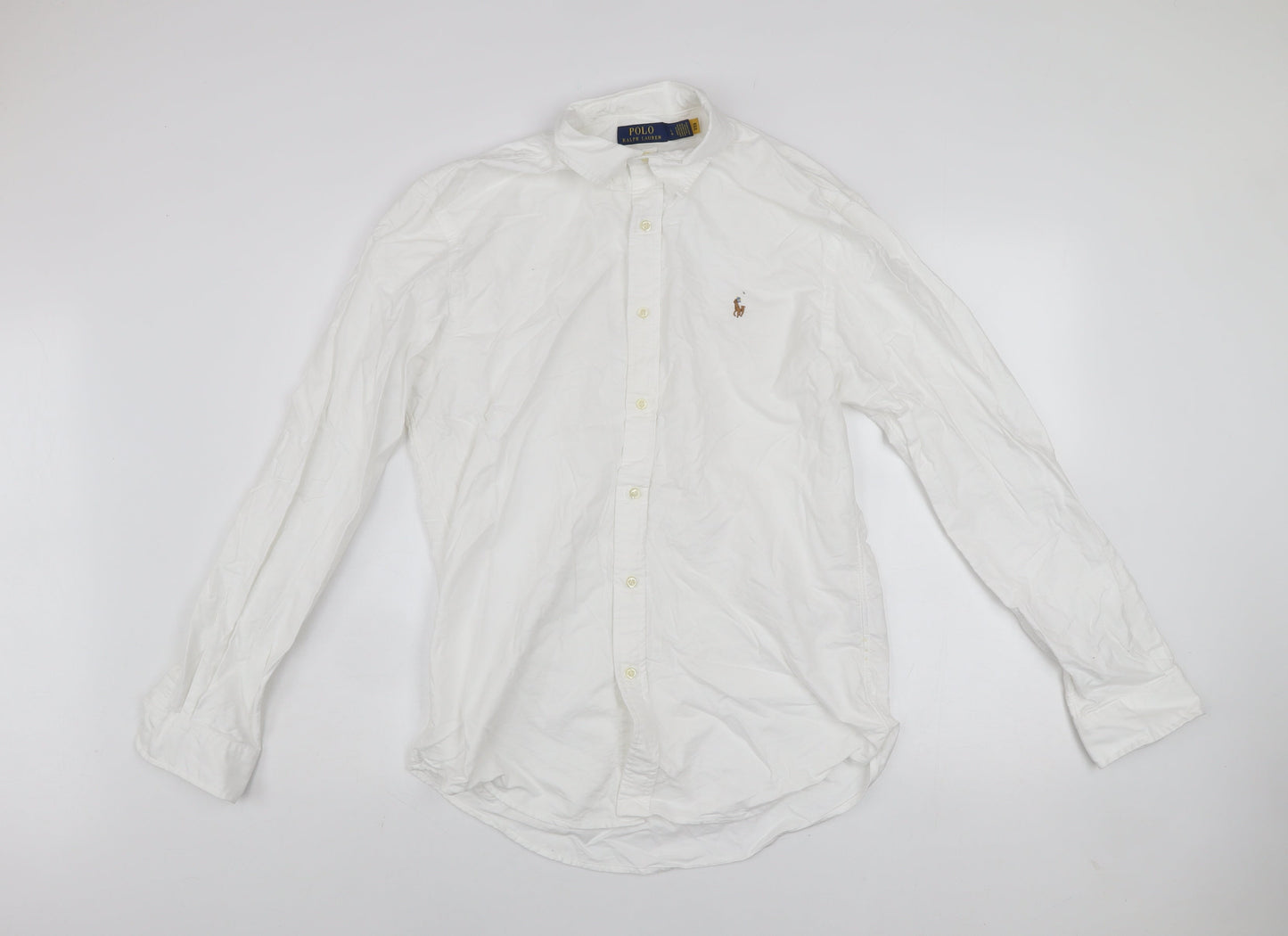 Ralph Lauren Men's White Slim Fit Button-Down Long Sleeve Shirt Size L