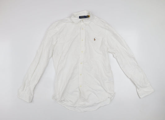 Ralph Lauren Men's White Slim Fit Button-Down Long Sleeve Shirt Size L