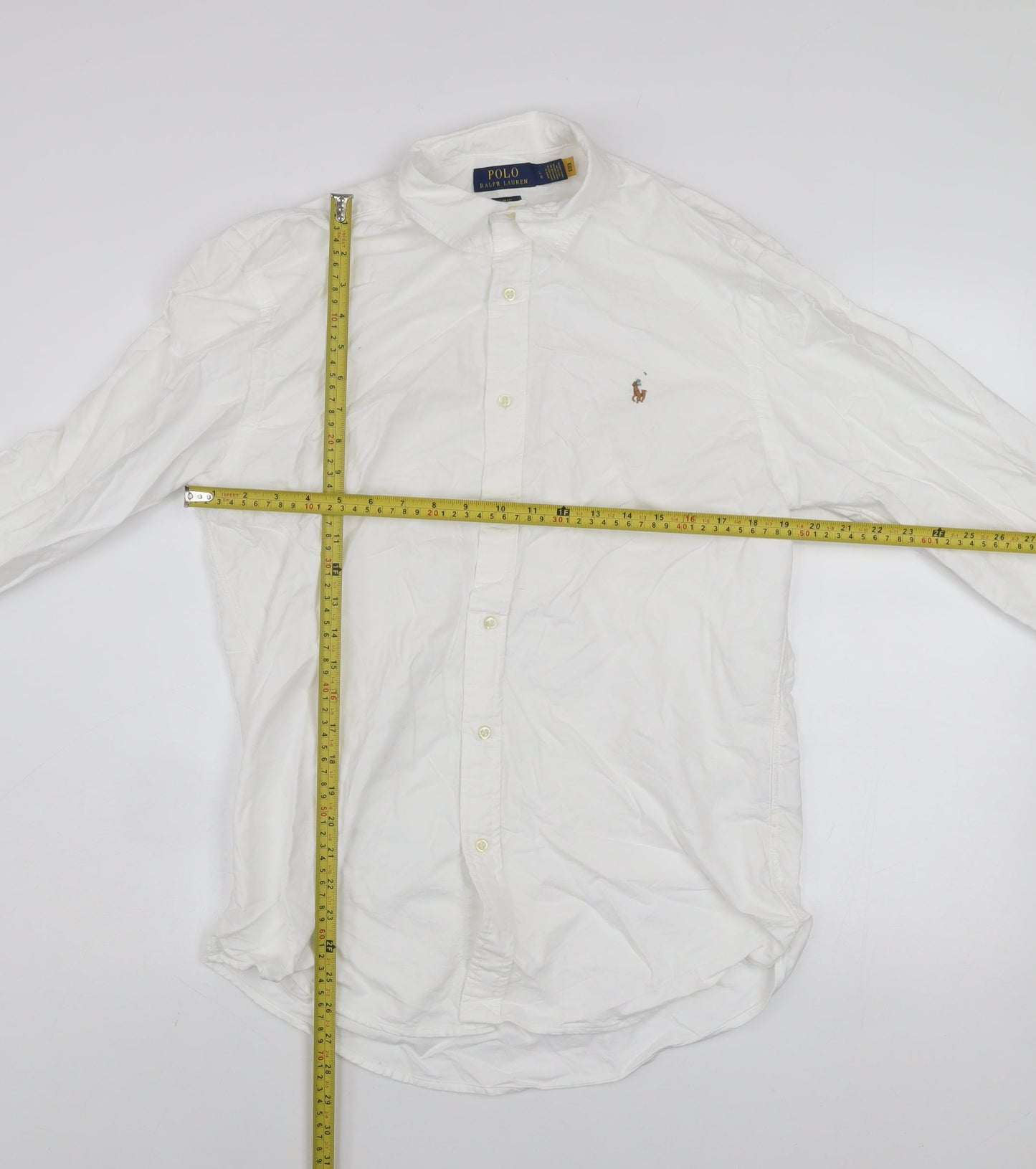 Ralph Lauren Men's White Slim Fit Button-Down Long Sleeve Shirt Size L