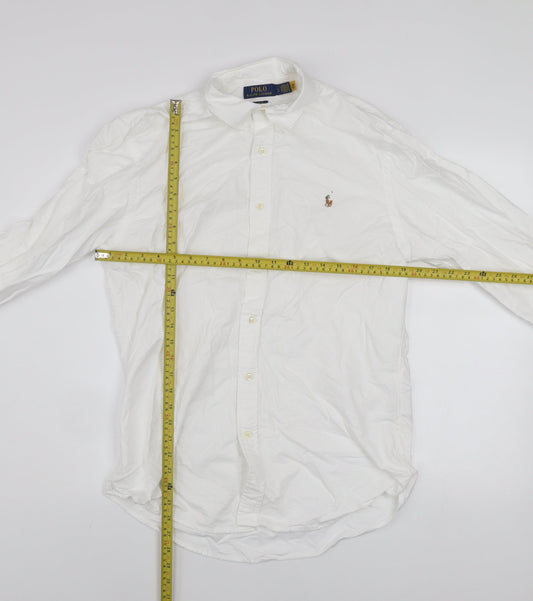 Ralph Lauren Men's White Slim Fit Button-Down Long Sleeve Shirt Size L