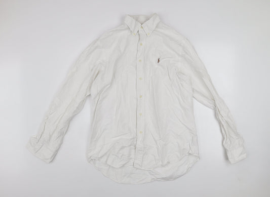 Ralph Lauren Men’s White Long Sleeve Cotton Button-Up Shirt Size L