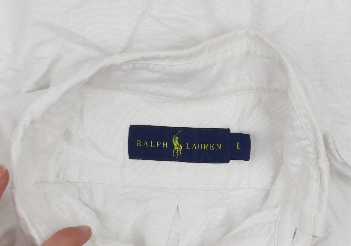 Ralph Lauren Men’s White Long Sleeve Cotton Button-Up Shirt Size L