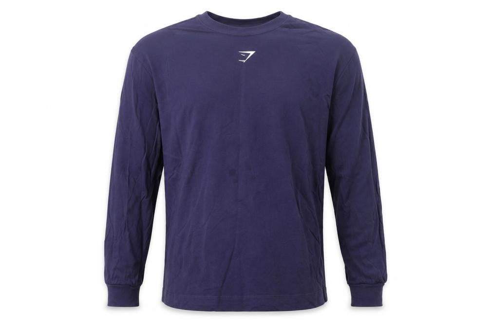 Gymshark Men's Blue Long Sleeve Cotton Top Size M Casual Sportswear