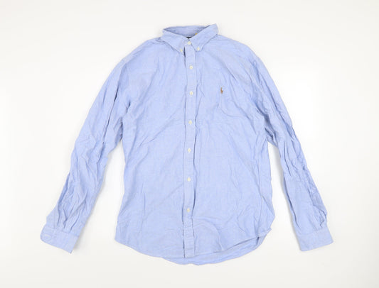 Ralph Lauren Men’s Blue Slim Fit Cotton Button-Up Shirt L
