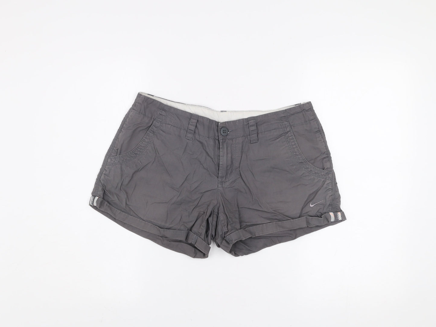 Nike Women’s Grey Chino Shorts UK 14 Cotton Casual Summer