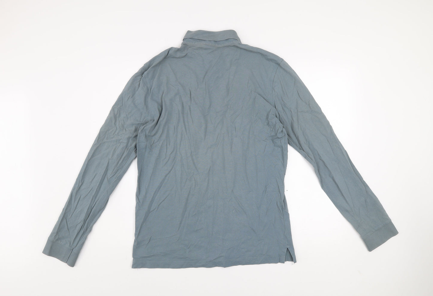 Hugo Boss Men's Blue Long Sleeve Pima Cotton Polo Shirt L Regular Fit