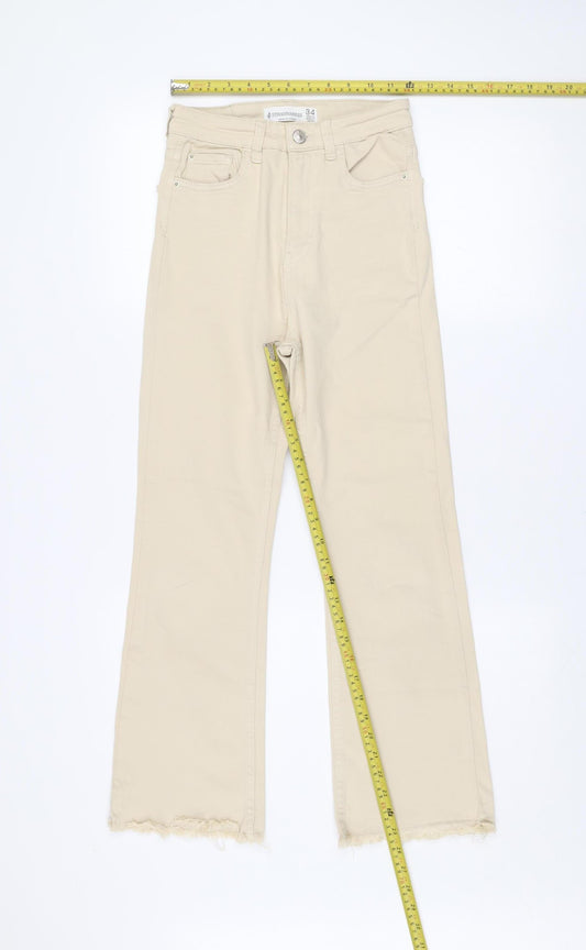 Stradivarius Women’s Beige High Rise Straight Jeans Size 6