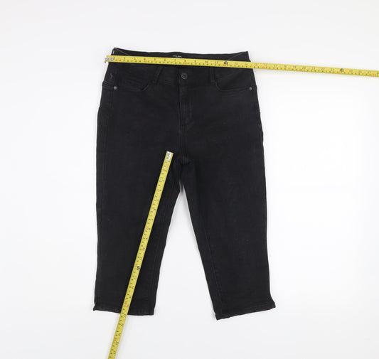 Vero Moda Women Black Cropped Slim Fit Denim Jeans Size M