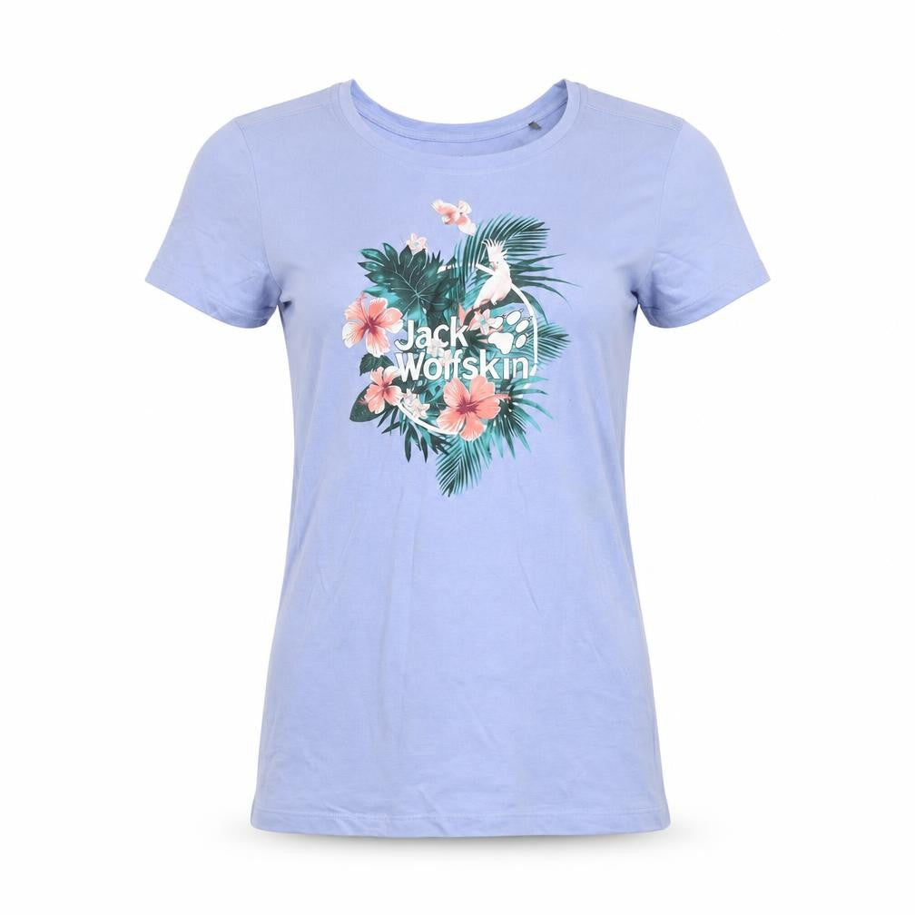 Womens UK Size 12 Jack Wolfskin Blue Cotton Blend T-Shirt
