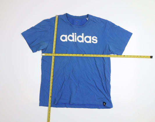 Adidas Men's Blue Logo Graphic T-Shirt Size L Regular Fit