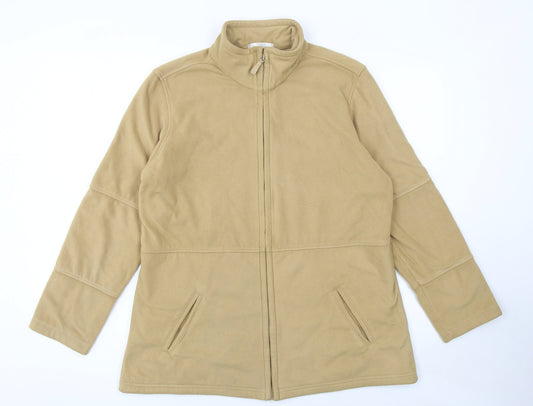 Marks and Spencer Women Beige Fleece Full Zip Jacket Size 14
