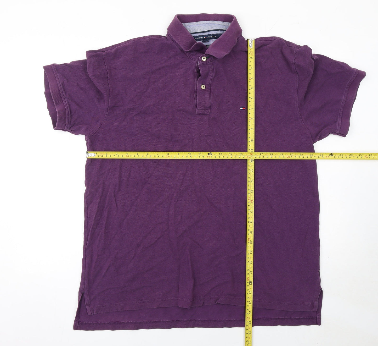 Tommy Hilfiger Men's Purple Cotton Polo Shirt XL Classic Fit