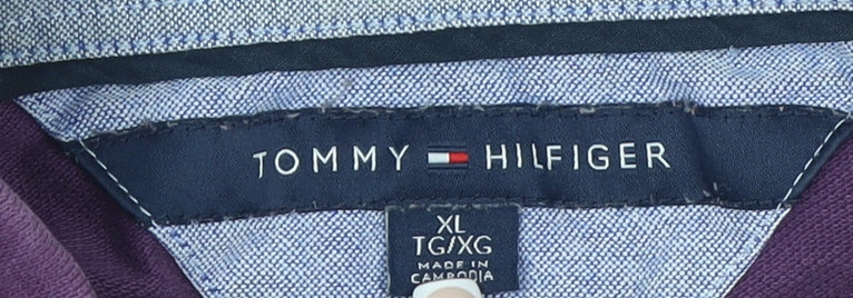 Tommy Hilfiger Men's Purple Cotton Polo Shirt XL Classic Fit