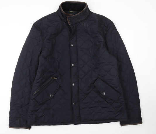 Barbour Men's Blue 2XL Quilted Powell Jacket Warm Mid-Length Coat