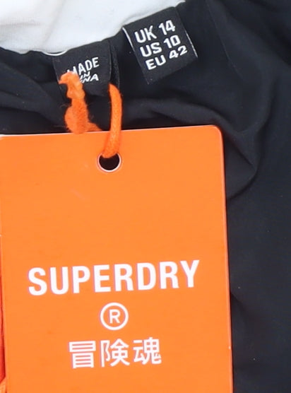 Superdry Women's White Puffer Jacket Size 14 Hooded Winter Coat