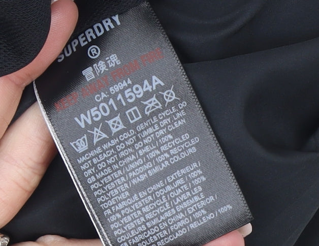 Superdry Women's White Puffer Jacket Size 14 Hooded Winter Coat