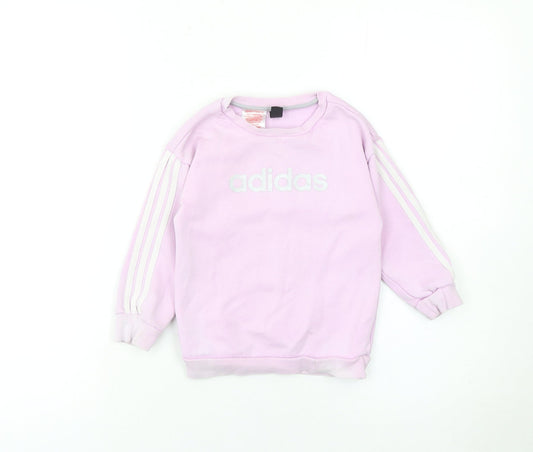 Adidas Girls Pink Logo Sweatshirt 3 Years Long Sleeve Pullover Top