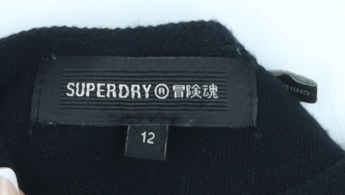 Superdry Womens Black Cotton Knit Tank Dress Size 12