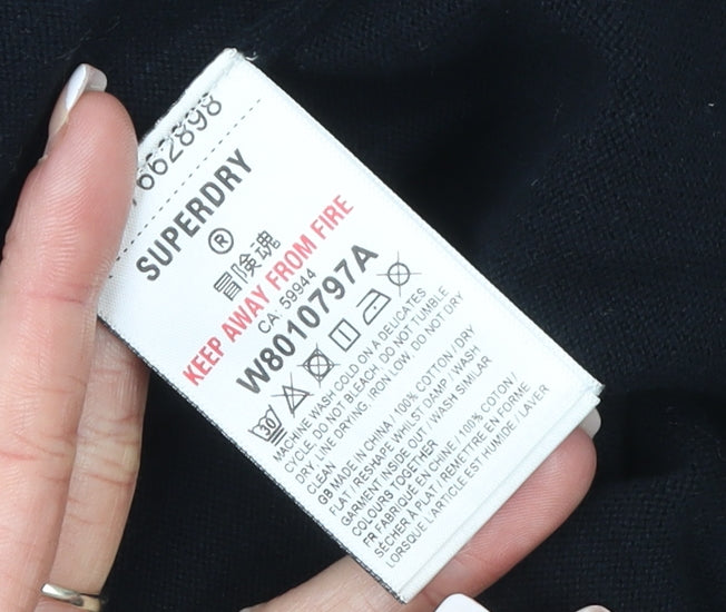 Superdry Womens Black Cotton Knit Tank Dress Size 12