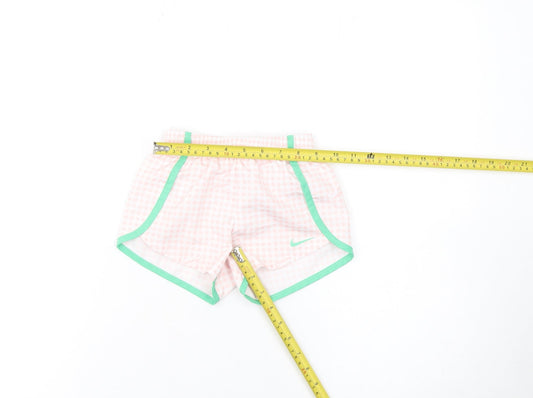 Nike Girls Pink Check Dri-FIT Athletic Shorts 2-3 Years