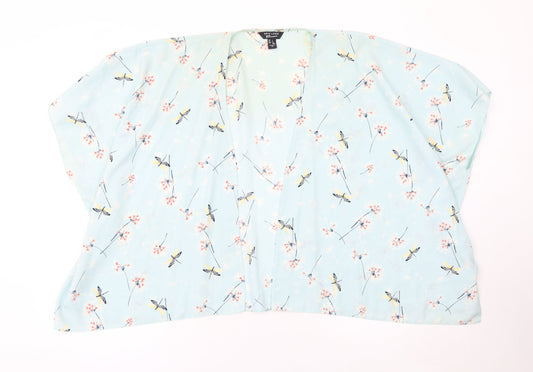 New Look 915 Girls Blue Dragonfly Floral Kimono Top Size L Polyester
