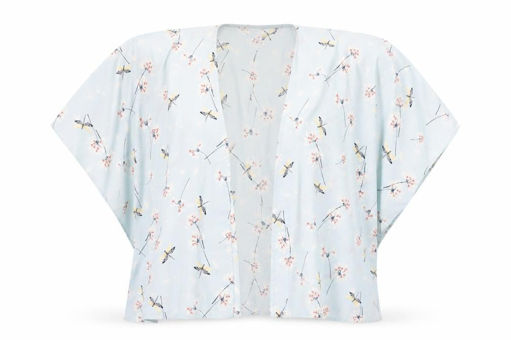 New Look 915 Girls Blue Dragonfly Floral Kimono Top Size L Polyester