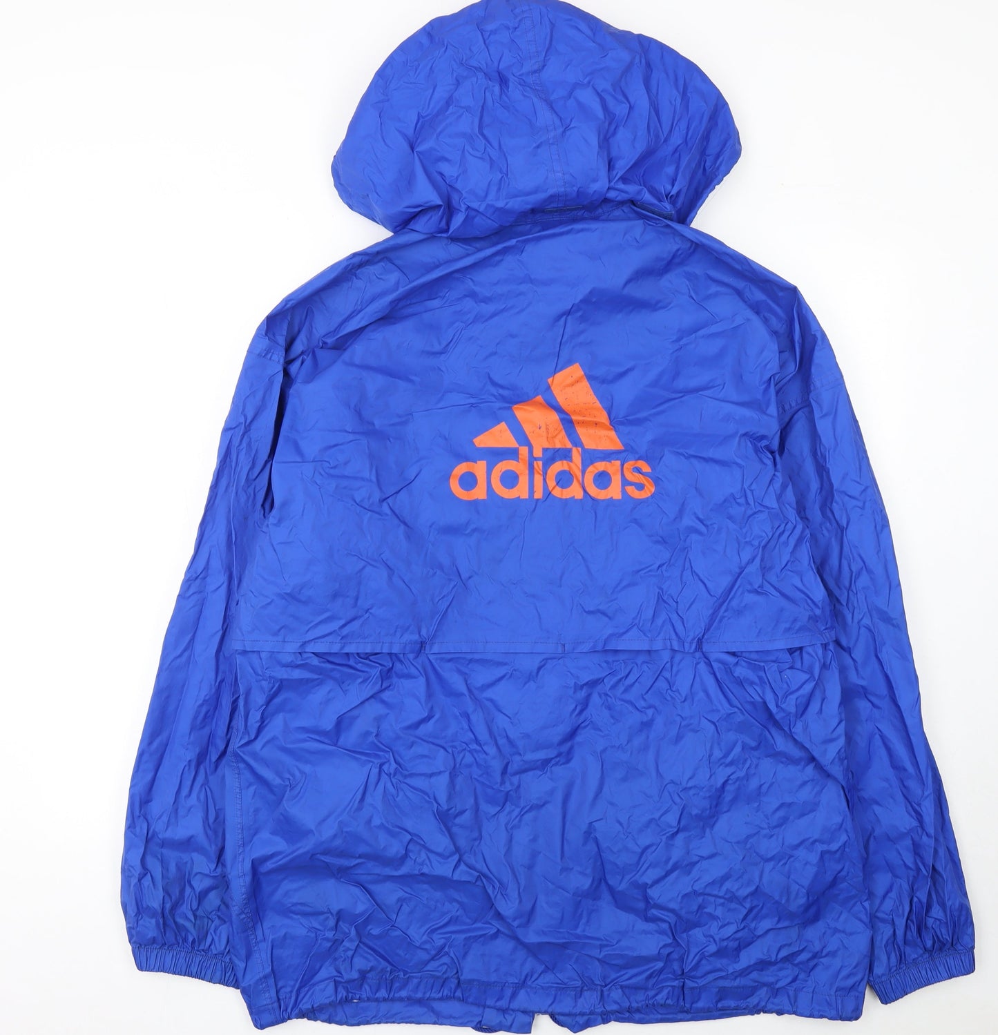 Adidas Men's Blue L Windbreaker Jacket Hooded Full Zip Sportswear
