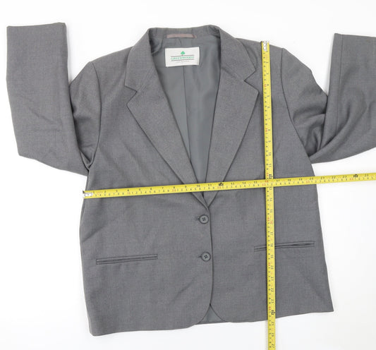 Greenwoods Women Grey Wool Blend Suit Jacket Size 16 Classic Fit
