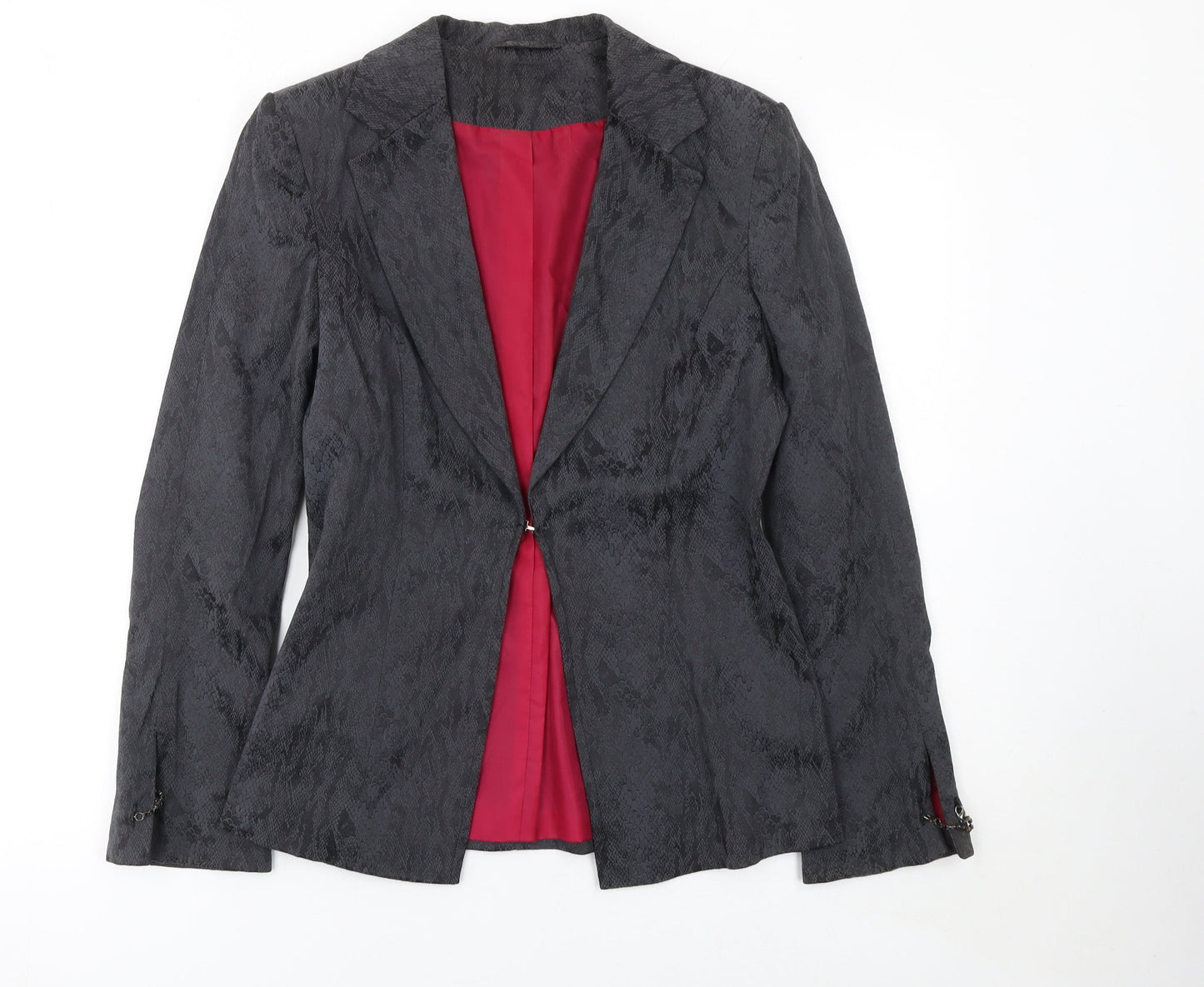 BAY Women's Black Textured Blazer Jacket Size 12 Viscose Blend
