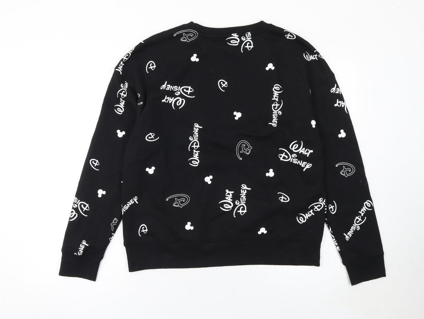 Disney Women Black Sweatshirt Small Walt Disney Print Crew Neck