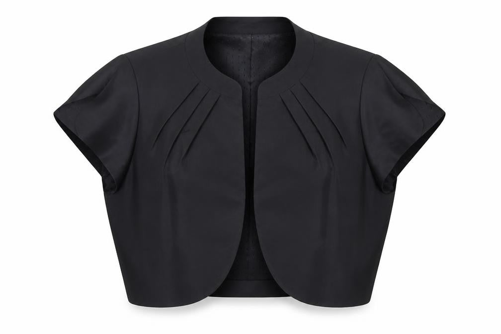 Country Casuals Women Black Size 14 Cropped Shawl Collar Tuxedo Jacket