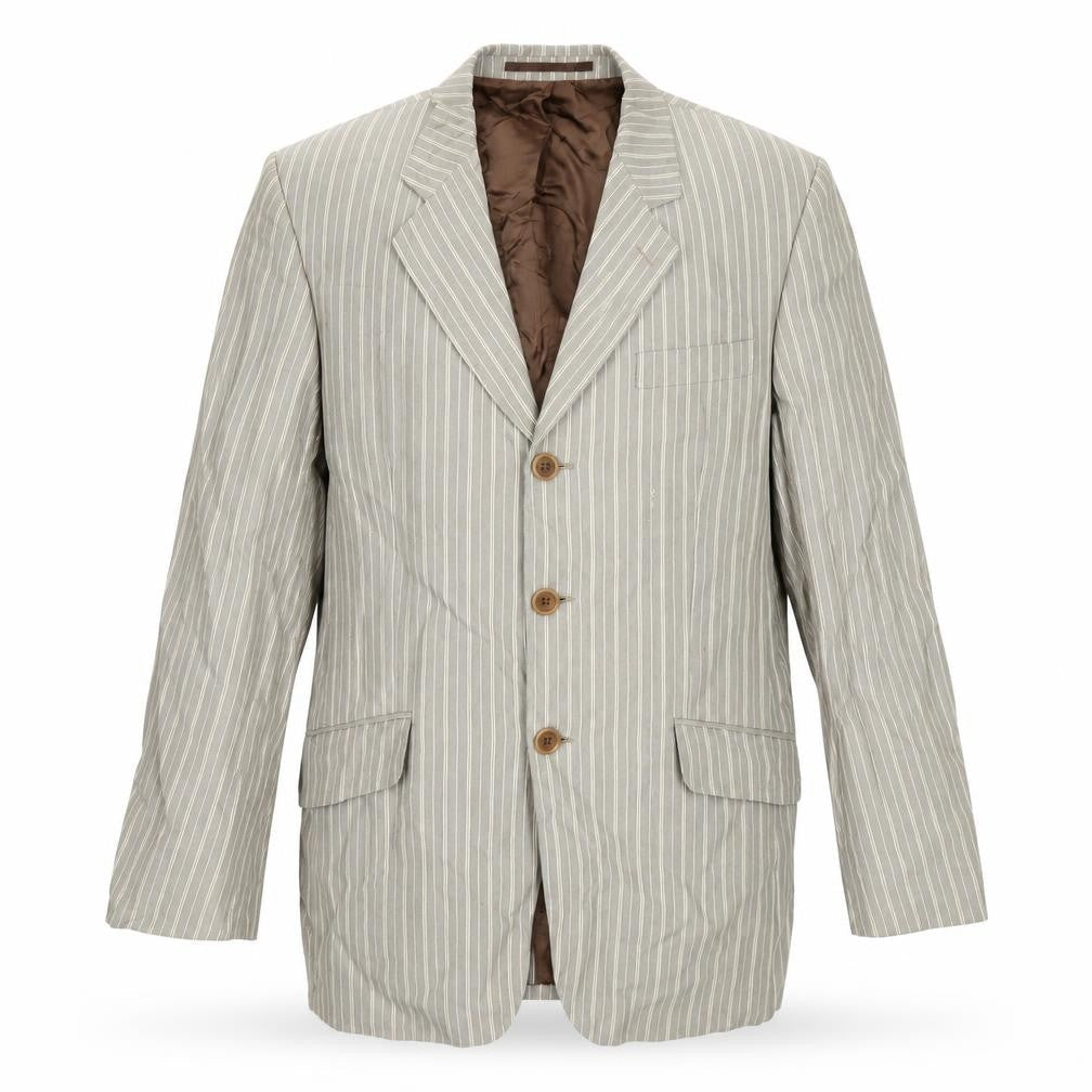 Obvious Men's Beige Striped Wool Blend Blazer Jacket Size 50 Reg