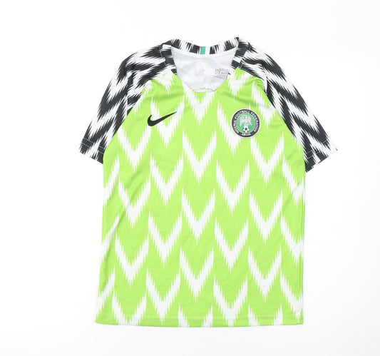 Nike Boys Green Nigeria Football Jersey 176cm Athletic Fit Dri-Fit Shirt