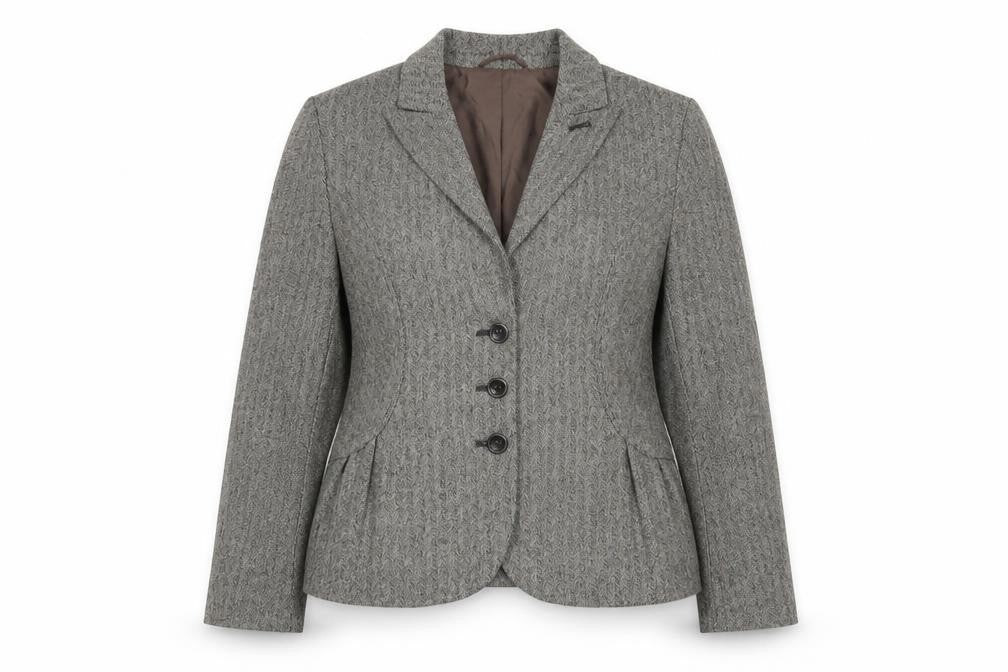 Olsen Womens Grey Tweed Classic Single-Breasted Blazer Size 14