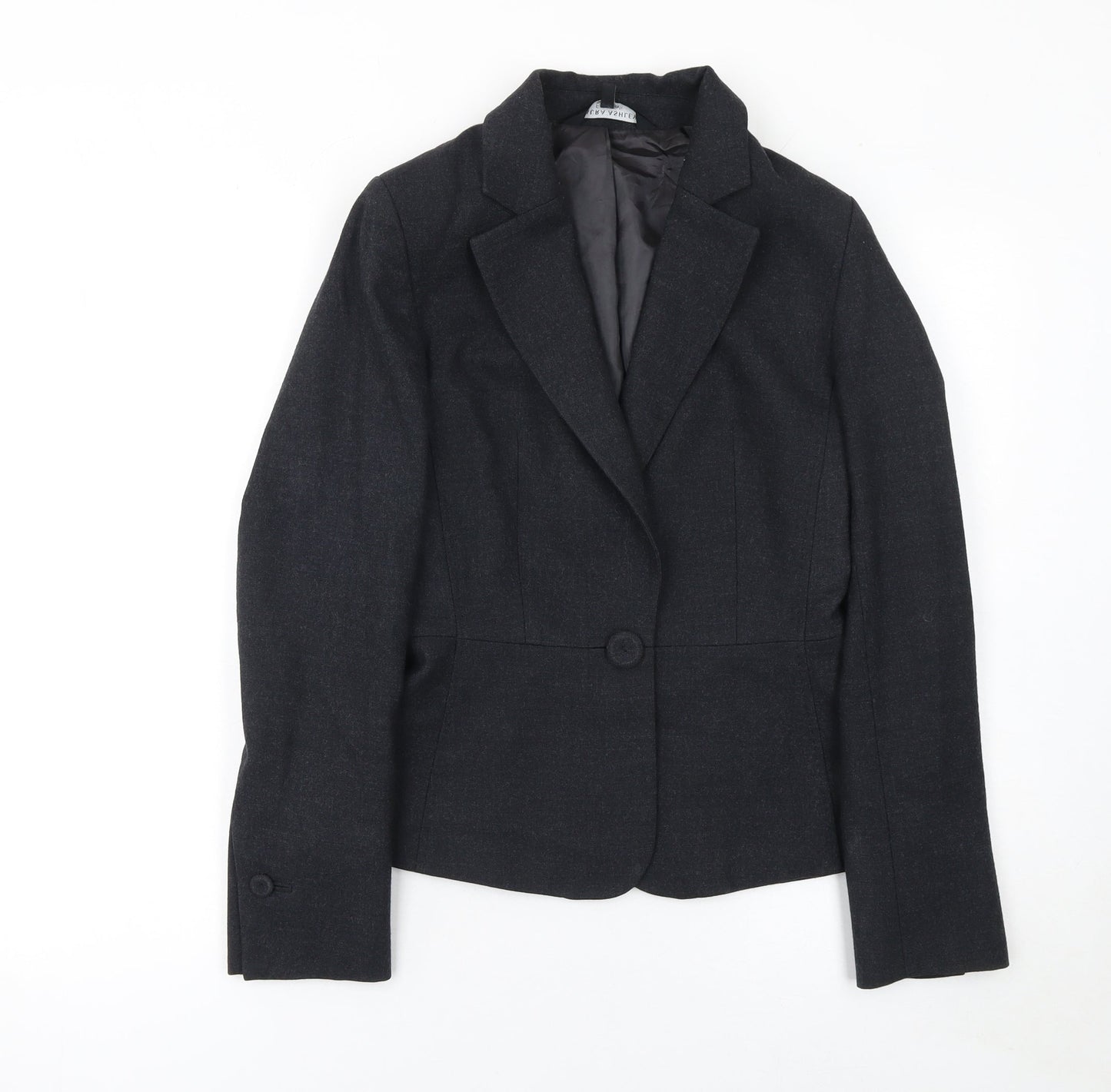 Laura Ashley Women Black Wool Blend Single-Breasted Blazer Jacket Size S