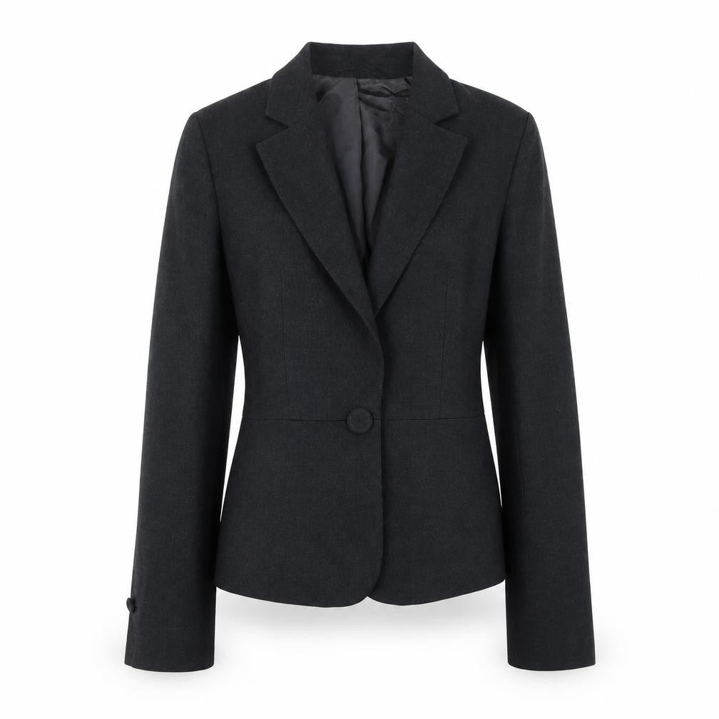 Laura Ashley Women Black Wool Blend Single-Breasted Blazer Jacket Size S