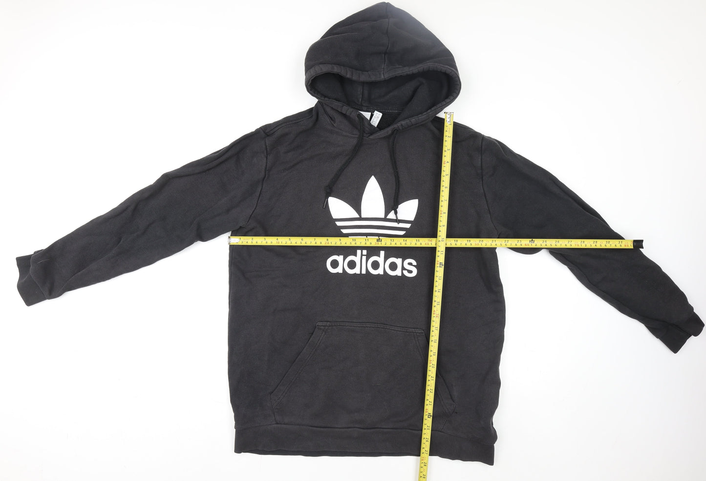 Adidas Mens Black Pullover Hoodie L Logo Fleece Sportswear