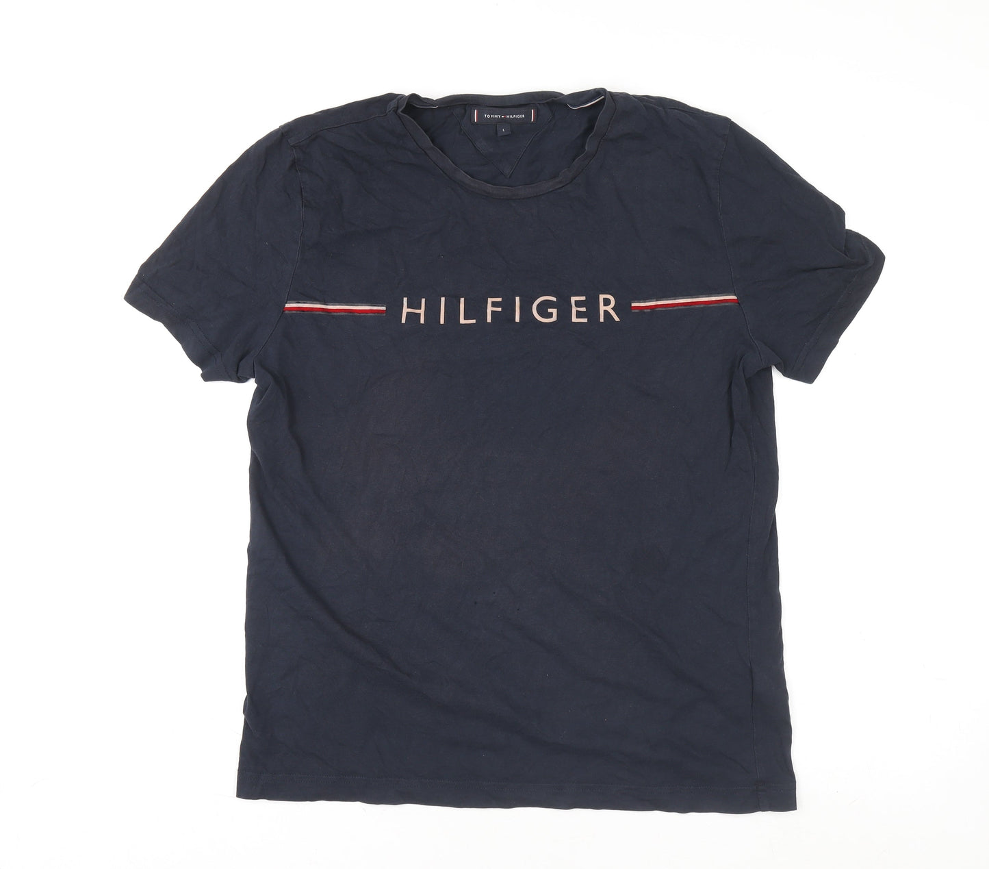 Tommy Hilfiger Men's Navy Blue Crew Neck Short Sleeve T-Shirt Size L