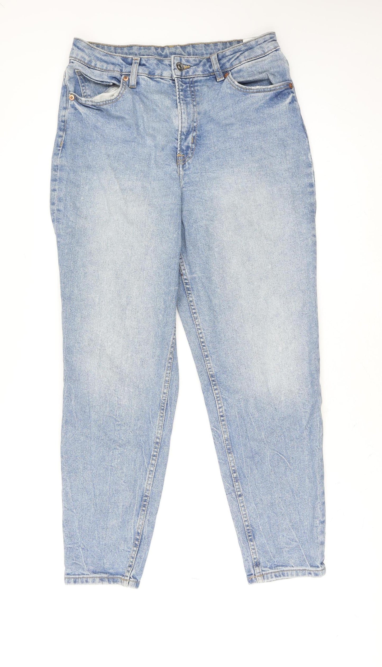 H&M Women’s Blue High Rise Mom Jeans Size 12 Light Wash Denim